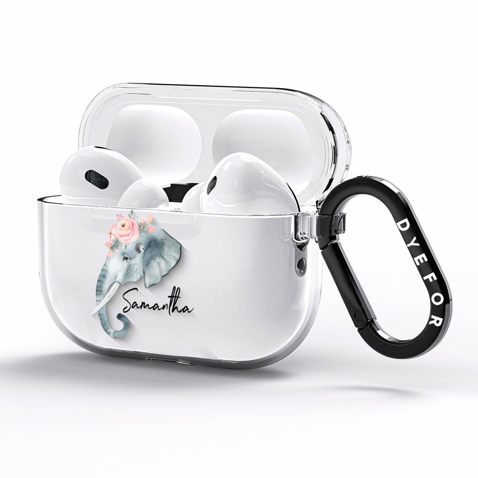 Personalised Elephant AirPods Pro Clear Case Side Image