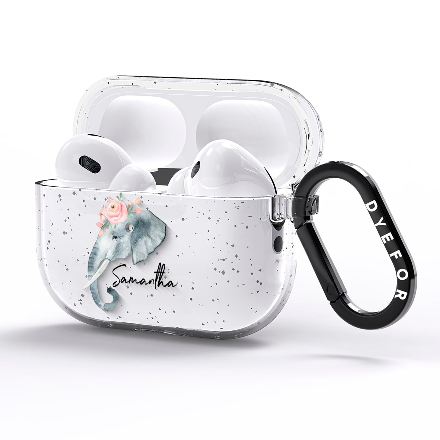 Personalised Elephant AirPods Pro Glitter Case Side Image