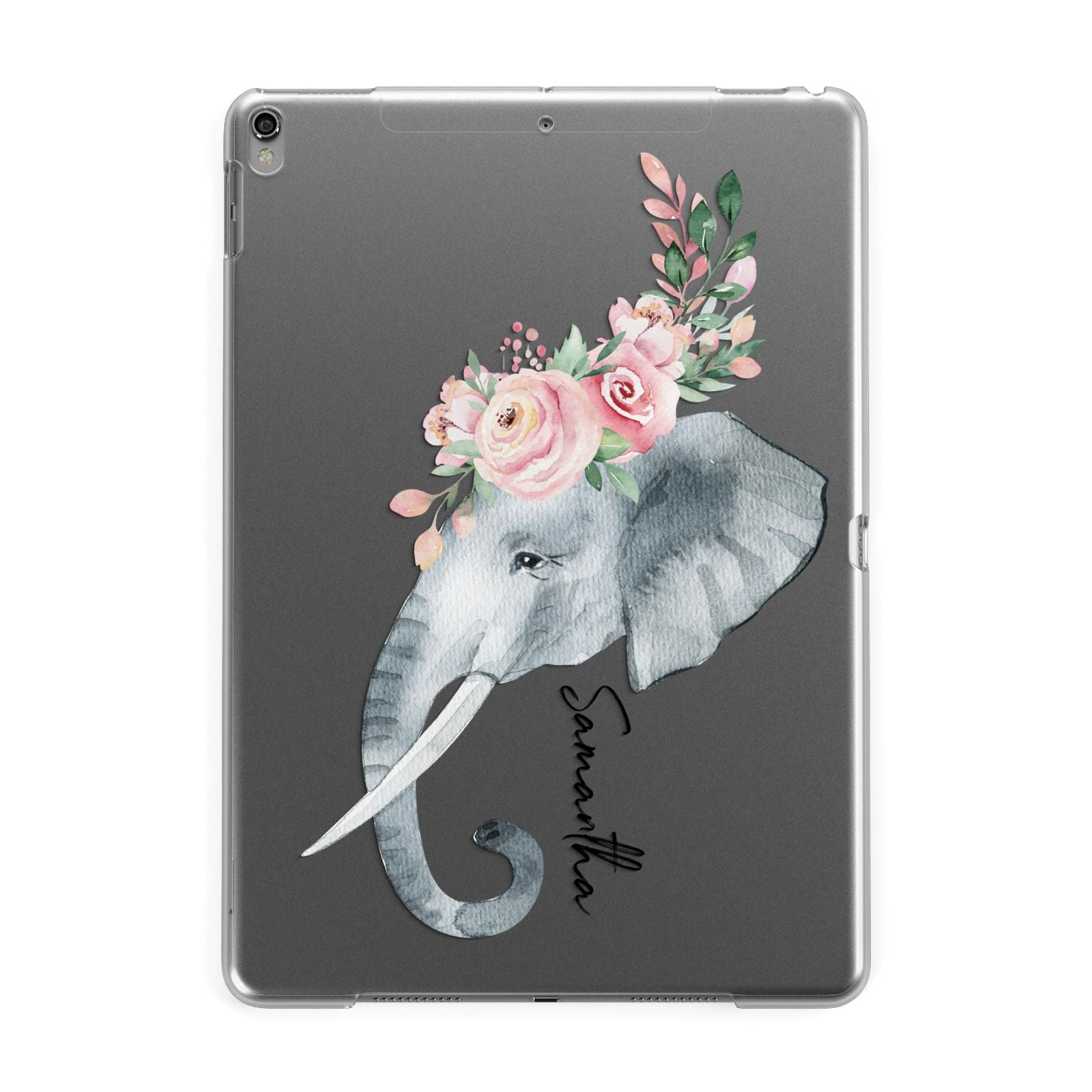 Personalised Elephant Apple iPad Grey Case