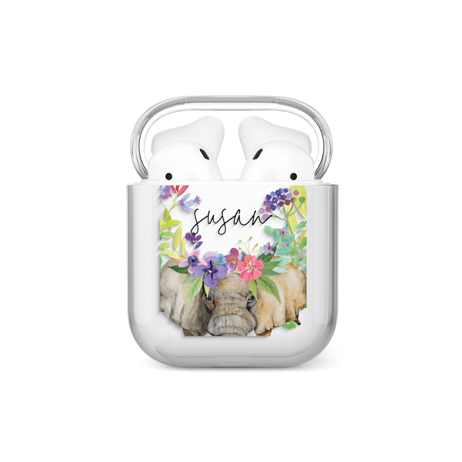 Personalised Elephant Floral AirPods Case