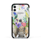 Personalised Elephant Floral Apple iPhone 11 in White with Black Impact Case