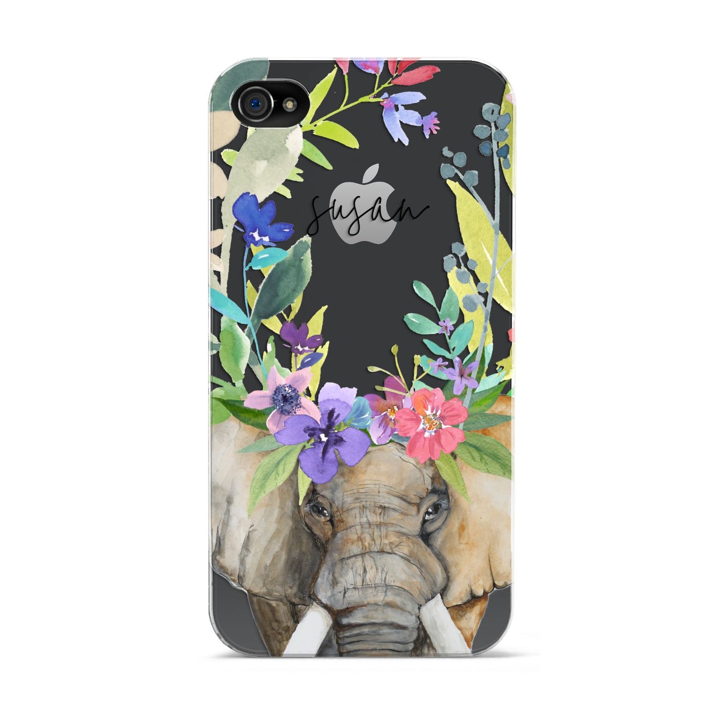 Personalised Elephant Floral Apple iPhone 4s Case