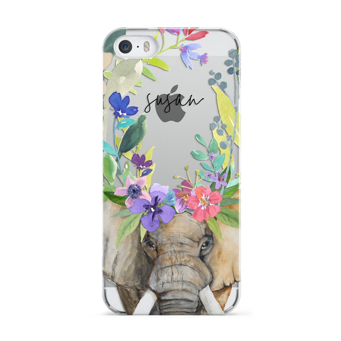 Personalised Elephant Floral Apple iPhone 5 Case