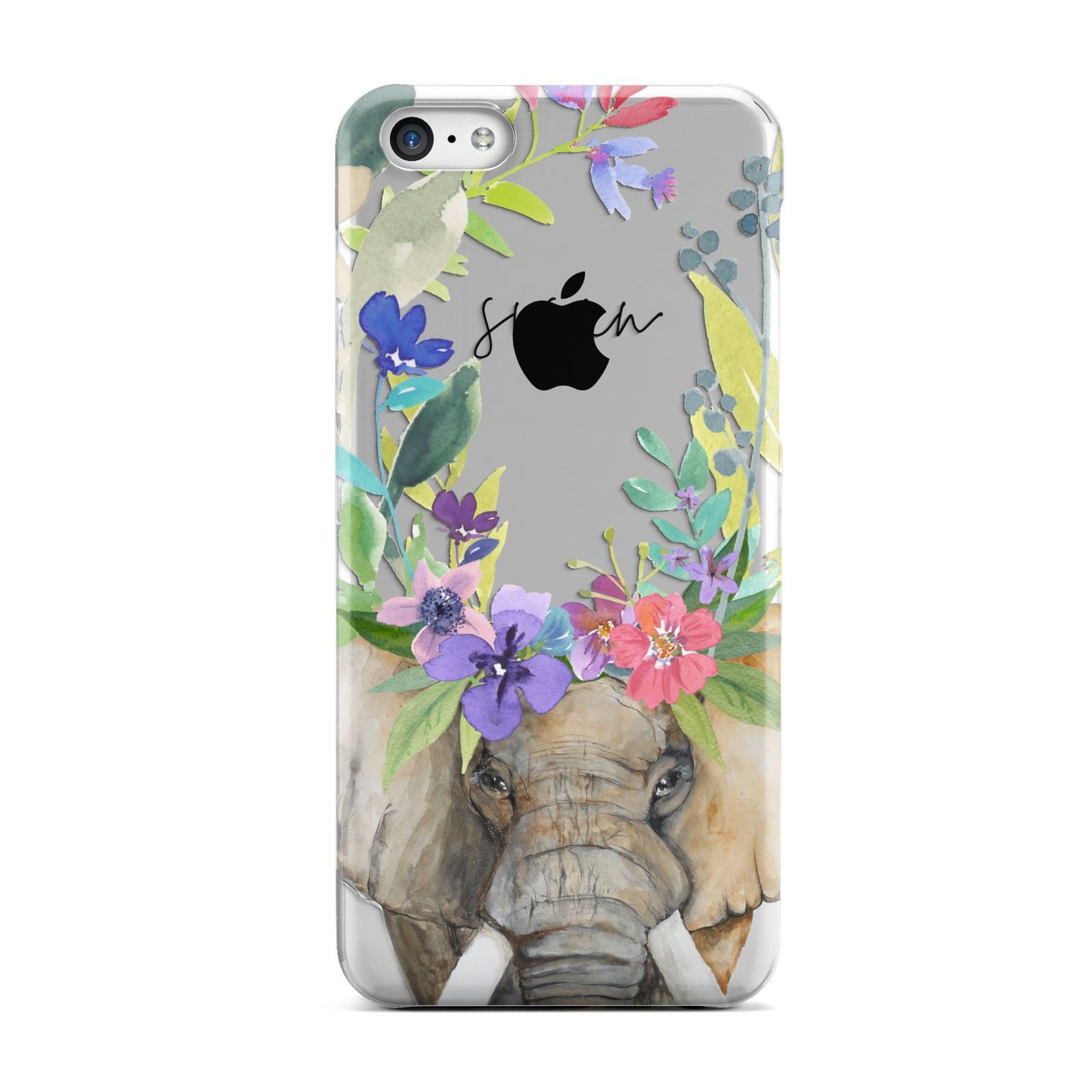 Personalised Elephant Floral Apple iPhone 5c Case