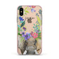 Personalised Elephant Floral Apple iPhone Xs Impact Case Pink Edge on Gold Phone