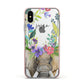 Personalised Elephant Floral Apple iPhone Xs Impact Case Pink Edge on Silver Phone