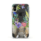 Personalised Elephant Floral Apple iPhone Xs Impact Case White Edge on Black Phone