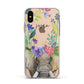 Personalised Elephant Floral Apple iPhone Xs Impact Case White Edge on Gold Phone