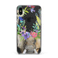 Personalised Elephant Floral Apple iPhone Xs Max Impact Case Black Edge on Black Phone