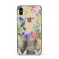 Personalised Elephant Floral Apple iPhone Xs Max Impact Case Black Edge on Gold Phone