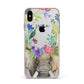 Personalised Elephant Floral Apple iPhone Xs Max Impact Case Pink Edge on Silver Phone
