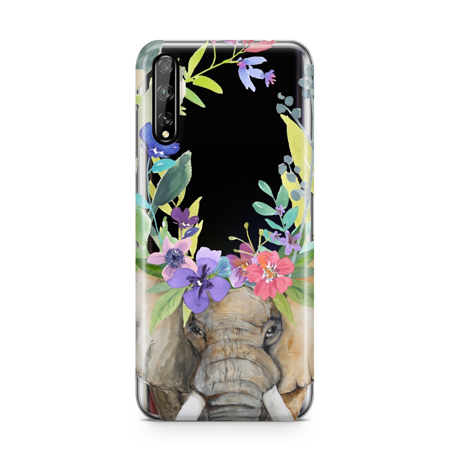 Personalised Elephant Floral Huawei Enjoy 10s Phone Case