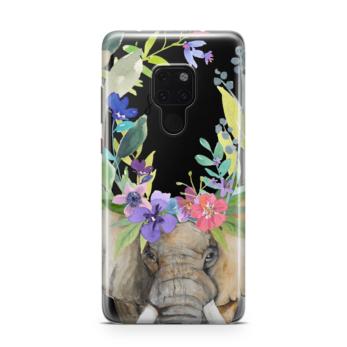 Personalised Elephant Floral Huawei Mate 20 Phone Case