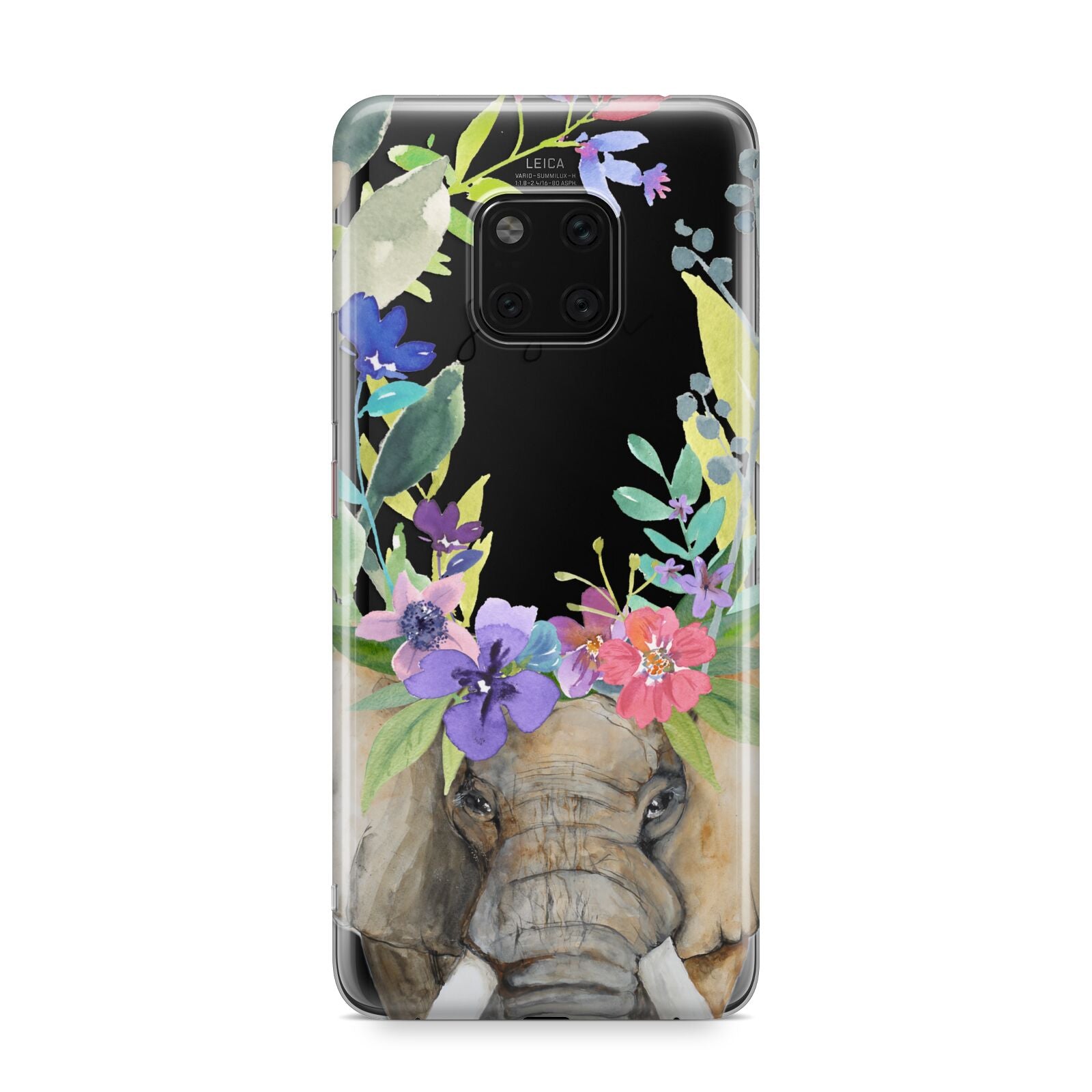 Personalised Elephant Floral Huawei Mate 20 Pro Phone Case