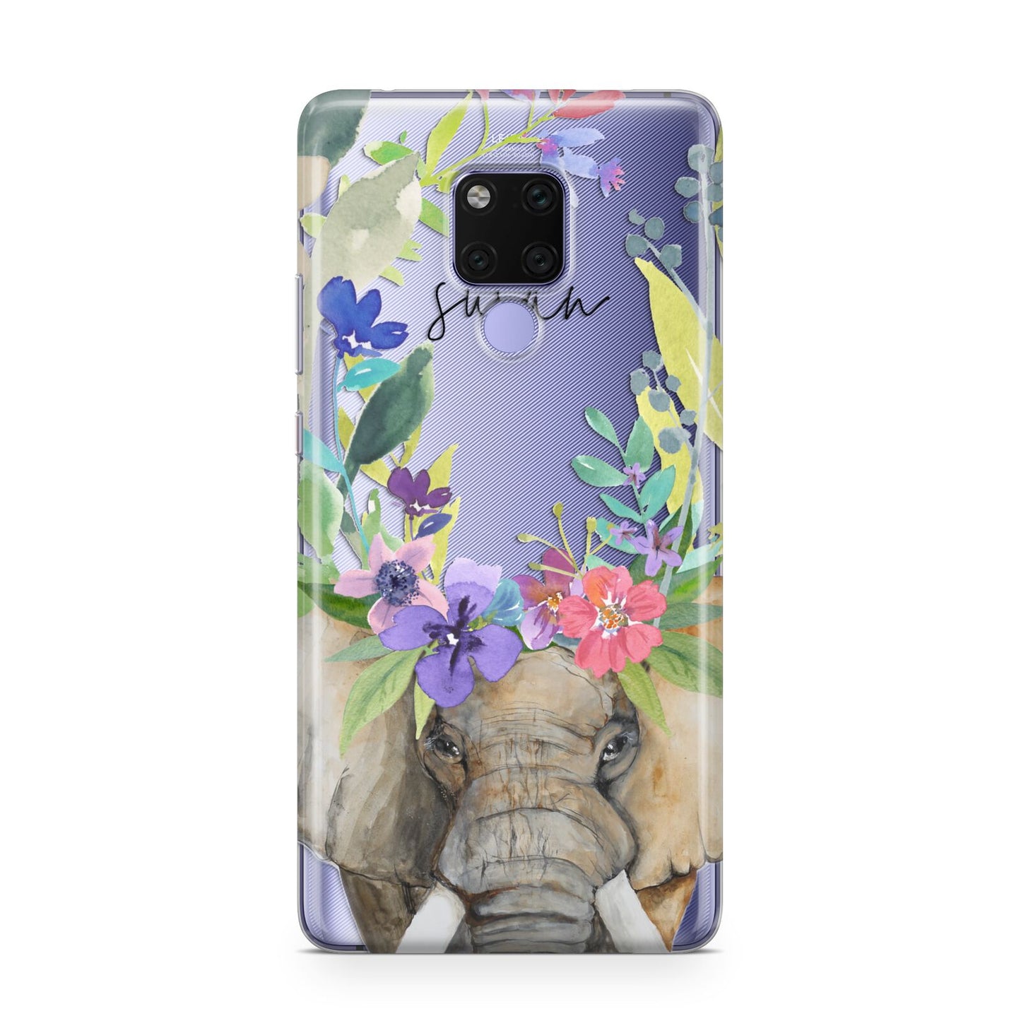 Personalised Elephant Floral Huawei Mate 20X Phone Case