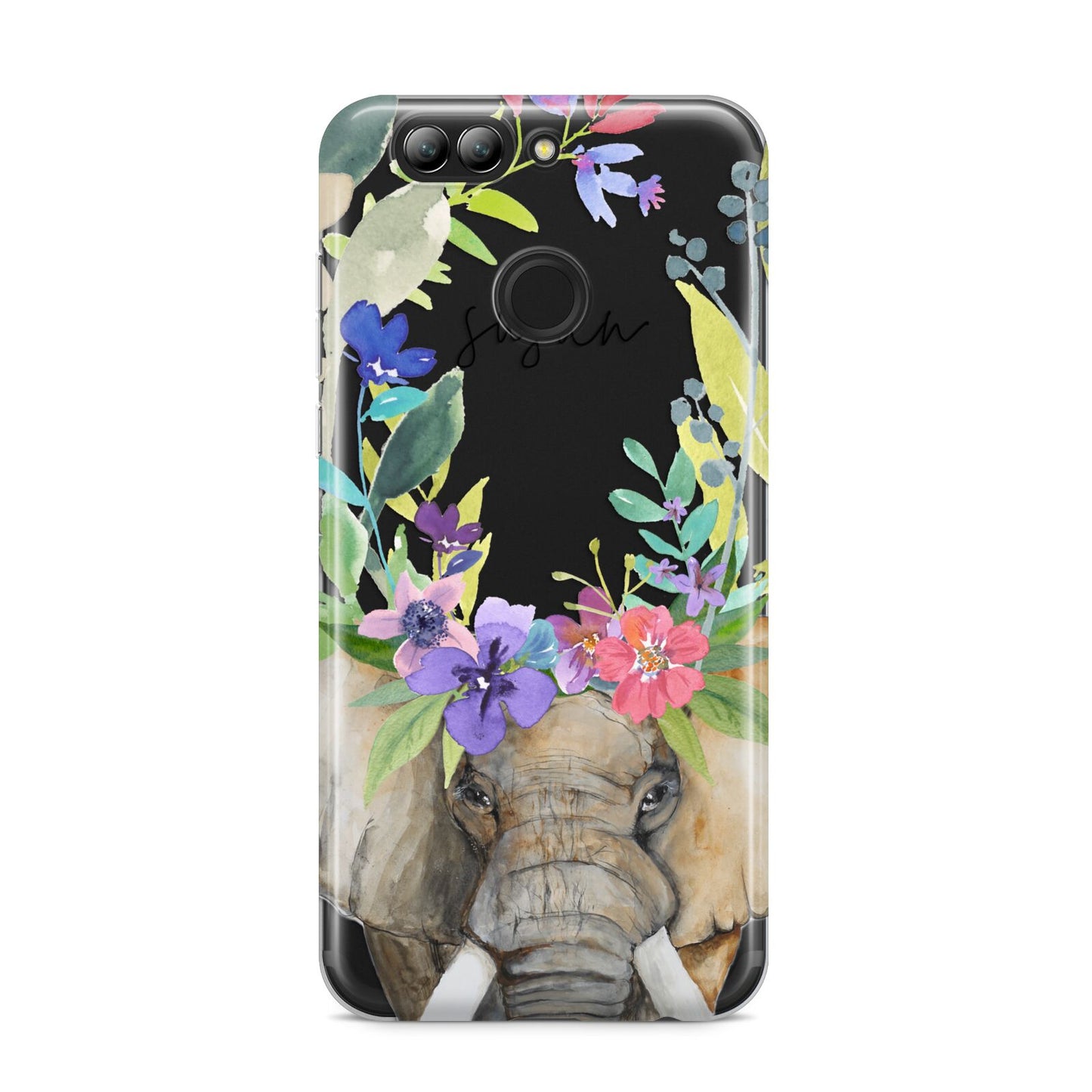 Personalised Elephant Floral Huawei Nova 2s Phone Case