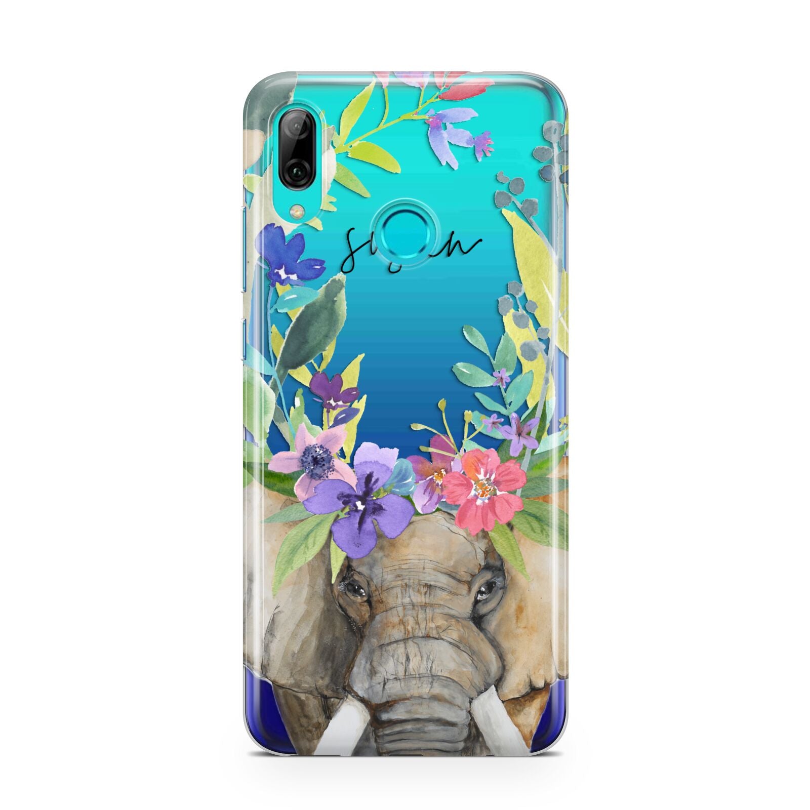 Personalised Elephant Floral Huawei P Smart 2019 Case