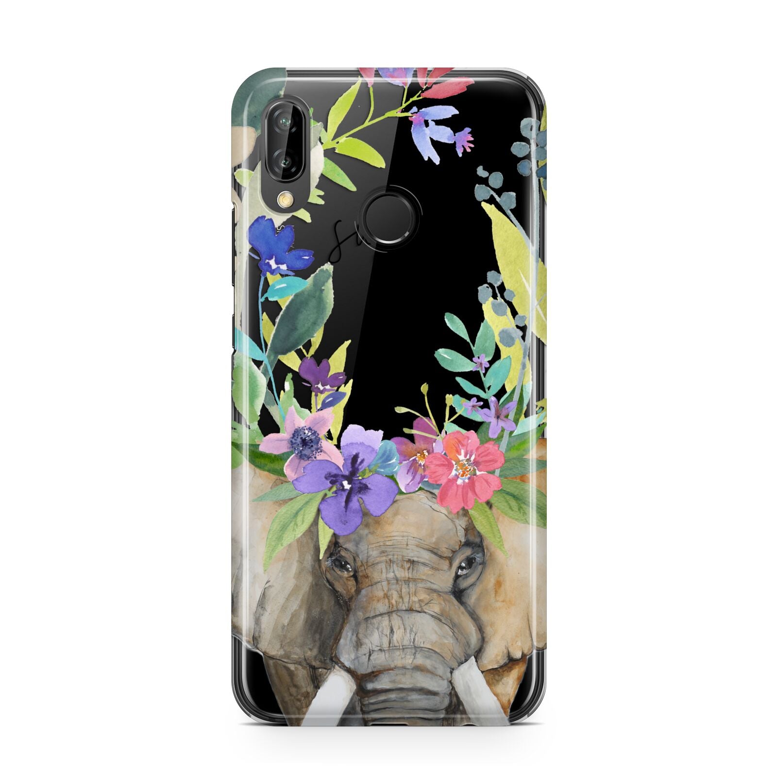 Personalised Elephant Floral Huawei P20 Lite Phone Case