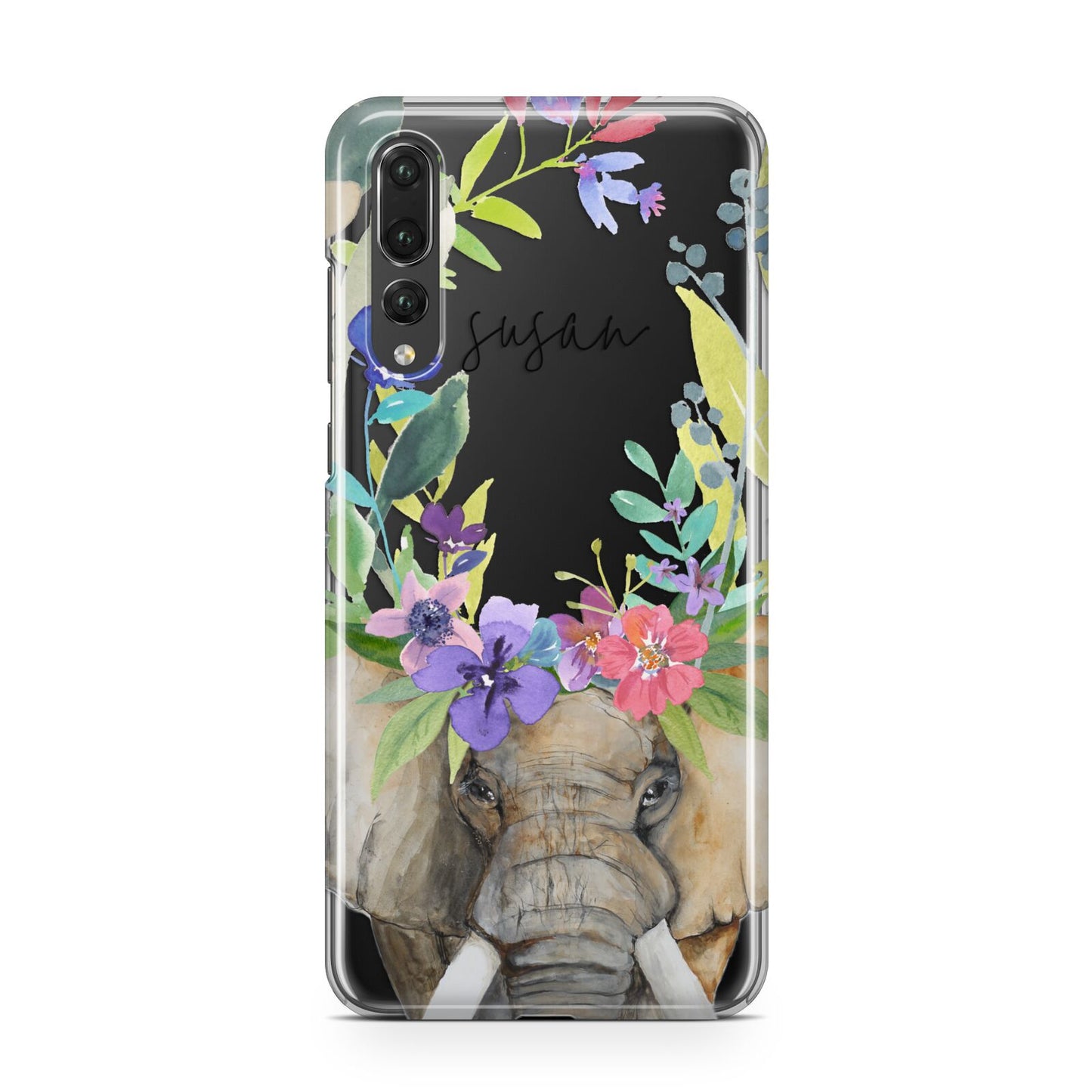 Personalised Elephant Floral Huawei P20 Pro Phone Case