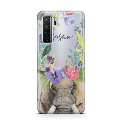 Personalised Elephant Floral Huawei P40 Lite 5G Phone Case