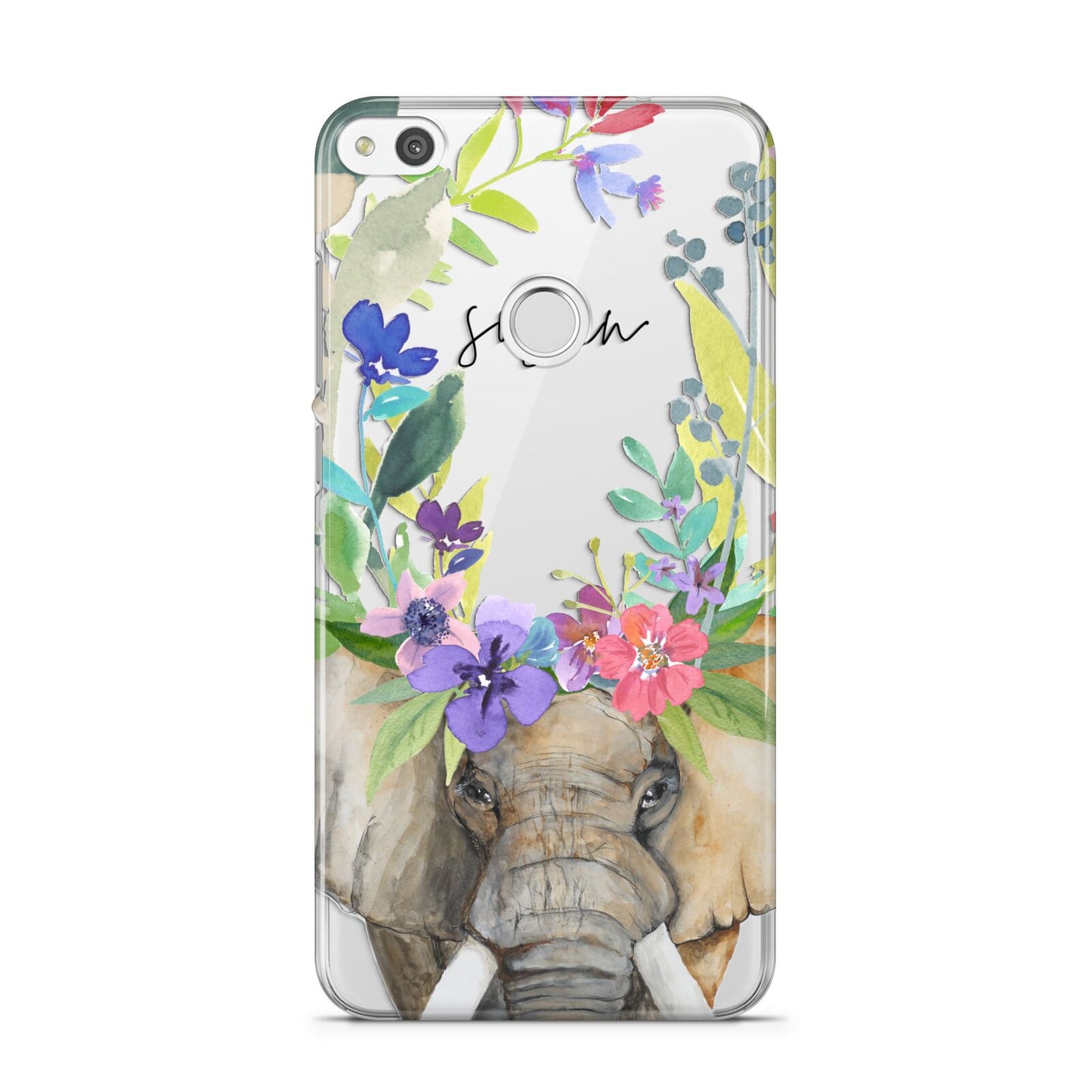 Personalised Elephant Floral Huawei P8 Lite Case