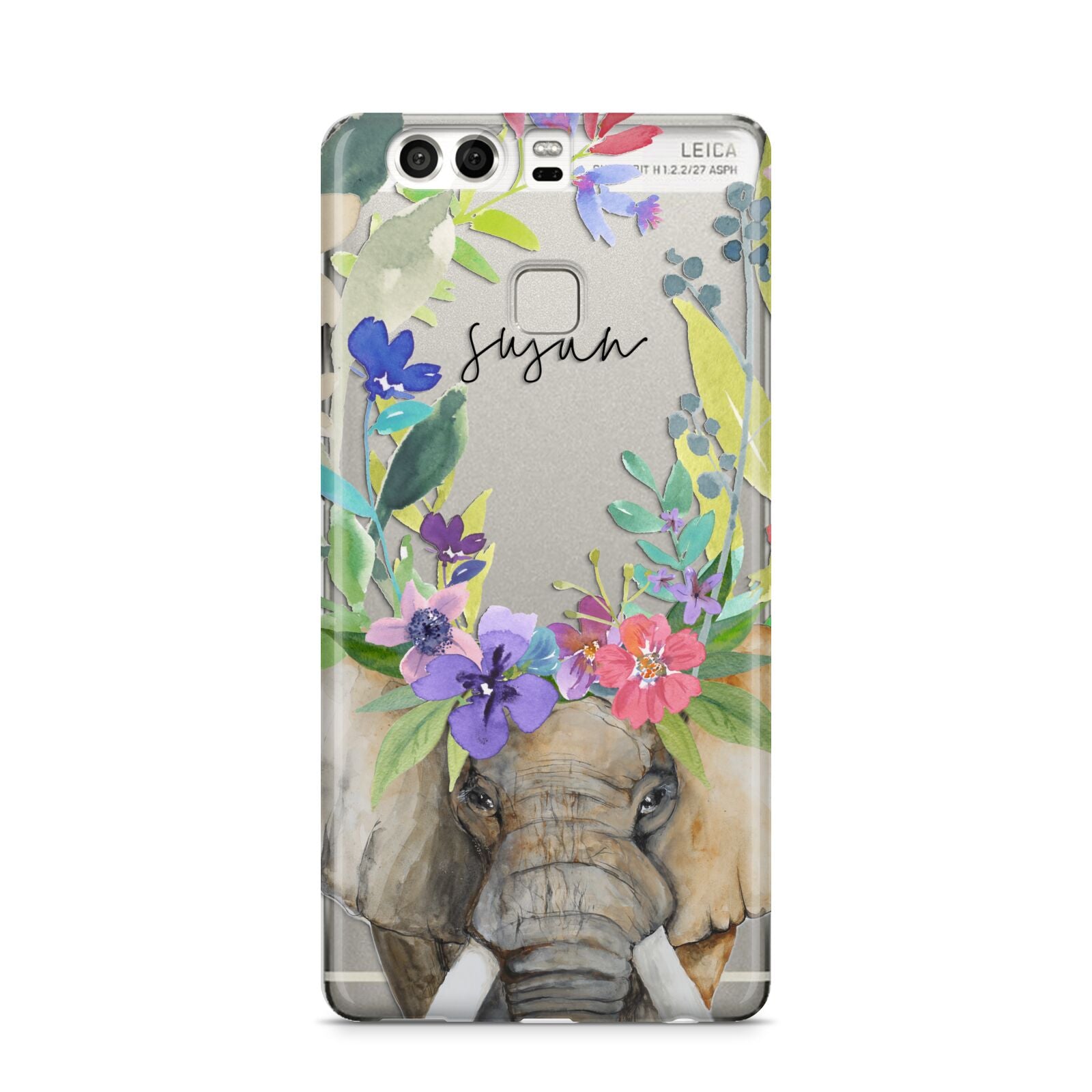 Personalised Elephant Floral Huawei P9 Case