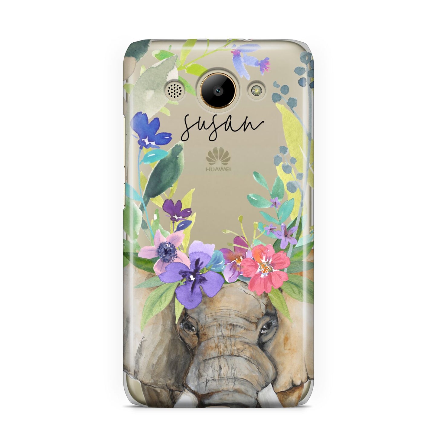 Personalised Elephant Floral Huawei Y3 2017