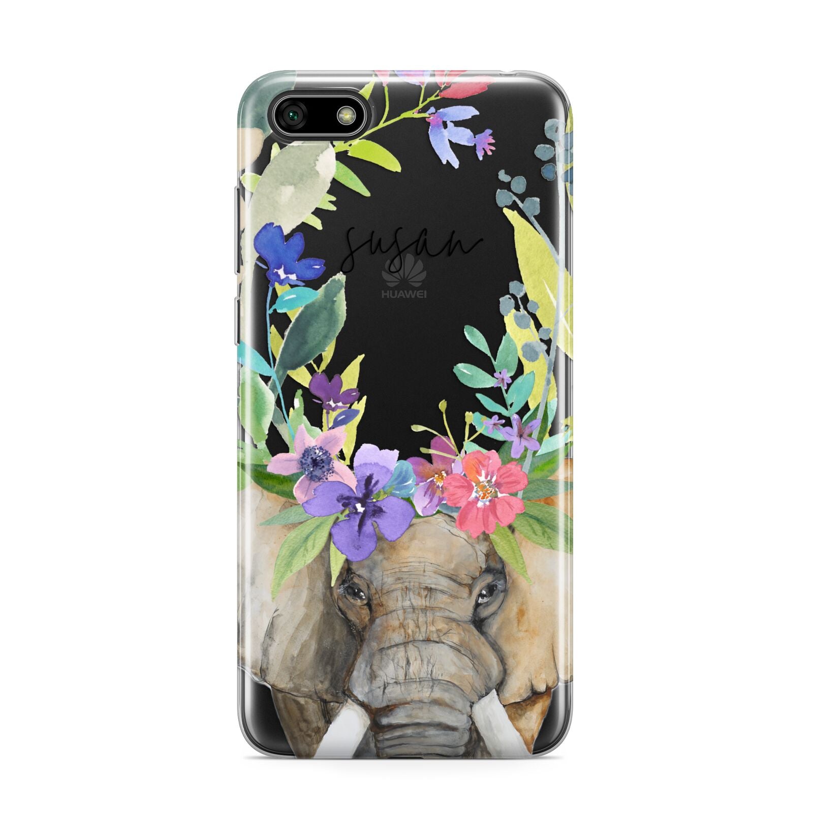 Personalised Elephant Floral Huawei Y5 Prime 2018 Phone Case