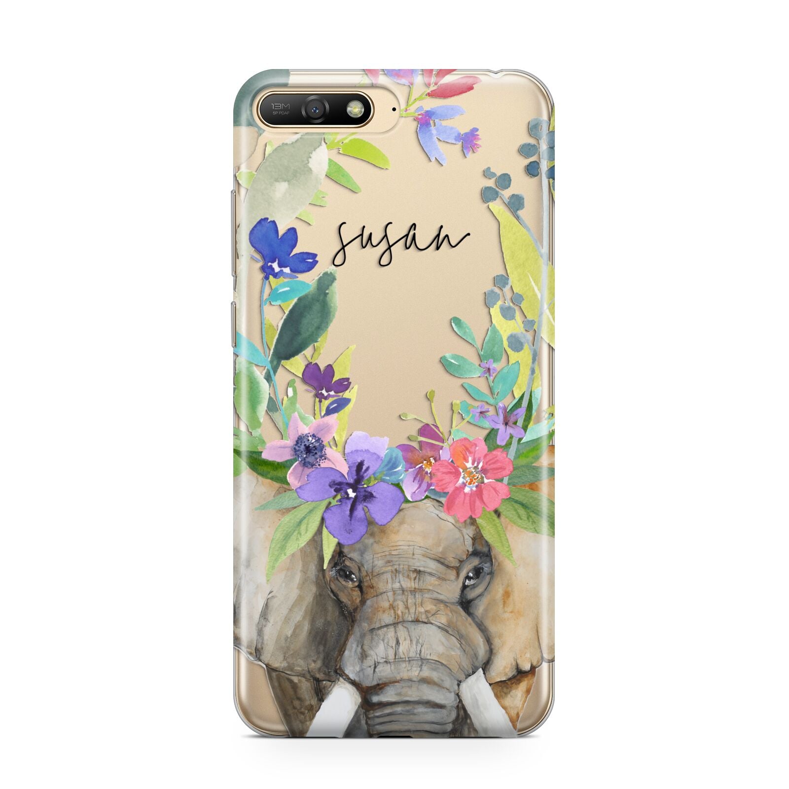 Personalised Elephant Floral Huawei Y6 2018