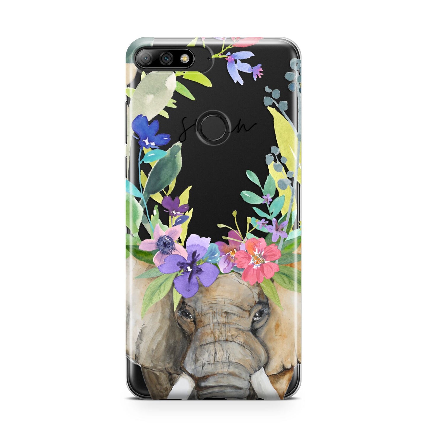 Personalised Elephant Floral Huawei Y7 2018