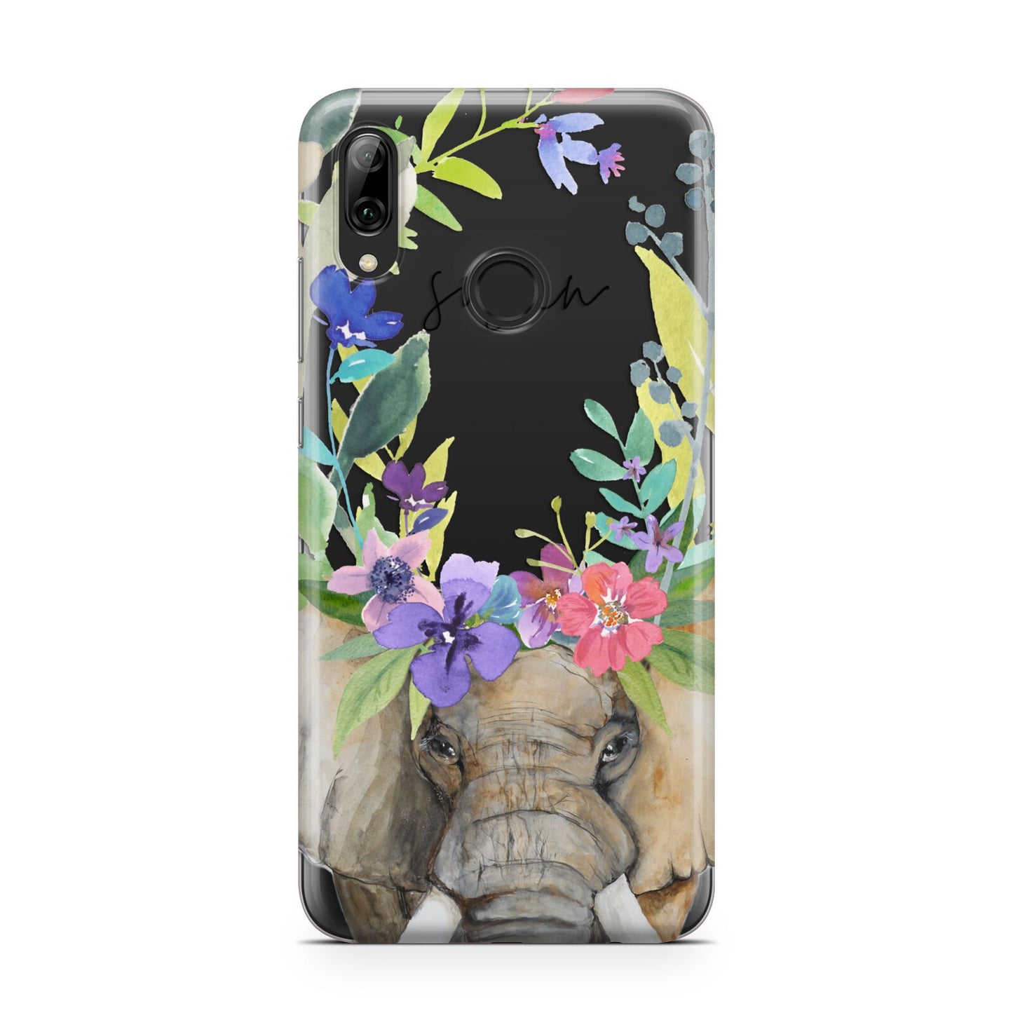 Personalised Elephant Floral Huawei Y7 2019