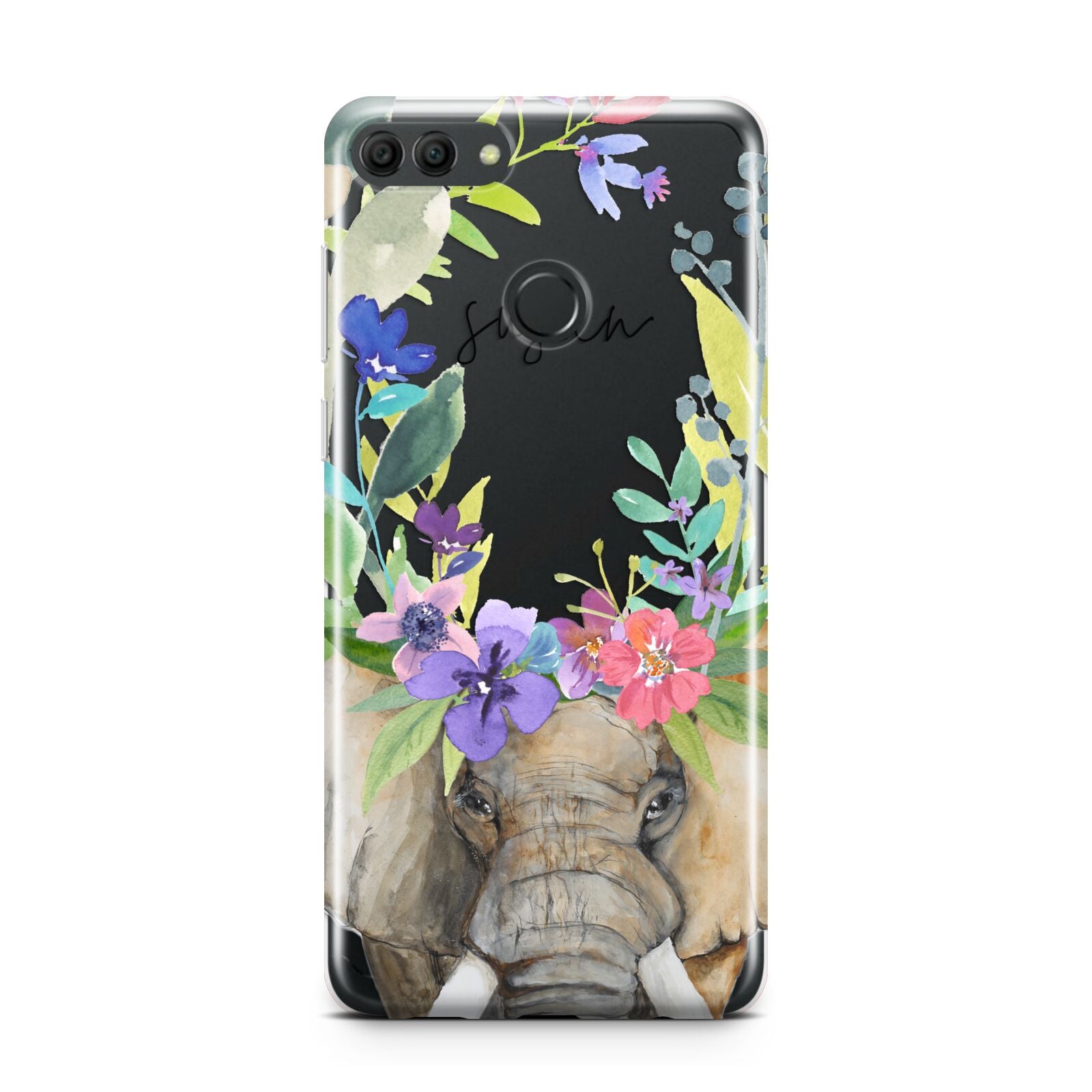 Personalised Elephant Floral Huawei Y9 2018