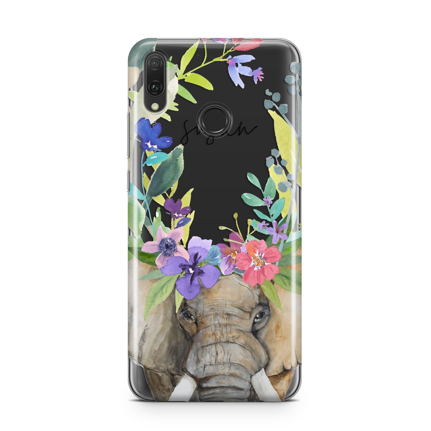 Personalised Elephant Floral Huawei Y9 2019