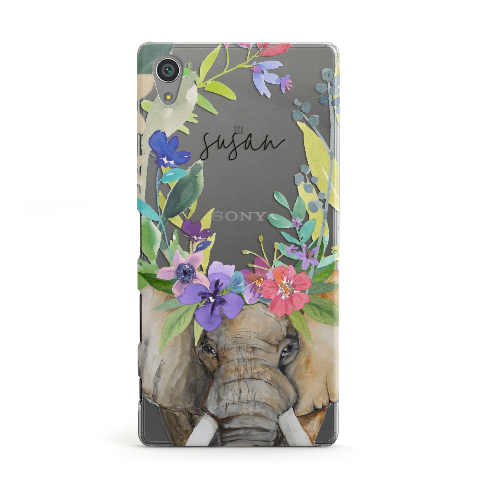 Personalised Elephant Floral Sony Xperia Case