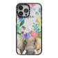 Personalised Elephant Floral iPhone 13 Pro Max Black Impact Case on Silver phone