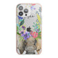 Personalised Elephant Floral iPhone 13 Pro Max TPU Impact Case with Pink Edges