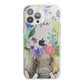 Personalised Elephant Floral iPhone 13 Pro Max TPU Impact Case with White Edges