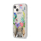 Personalised Elephant Floral iPhone 14 Glitter Tough Case Starlight Angled Image