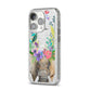 Personalised Elephant Floral iPhone 14 Pro Glitter Tough Case Silver Angled Image