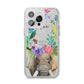 Personalised Elephant Floral iPhone 14 Pro Max Glitter Tough Case Silver