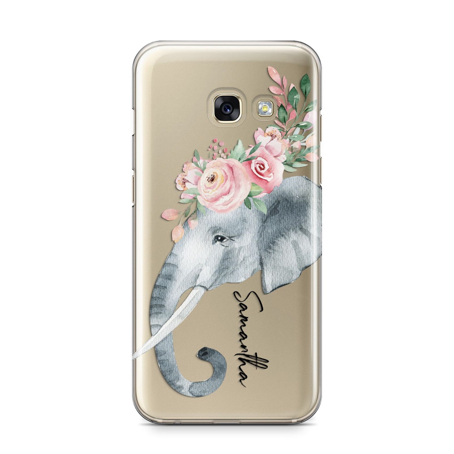 Personalised Elephant Samsung Galaxy A3 2017 Case on gold phone