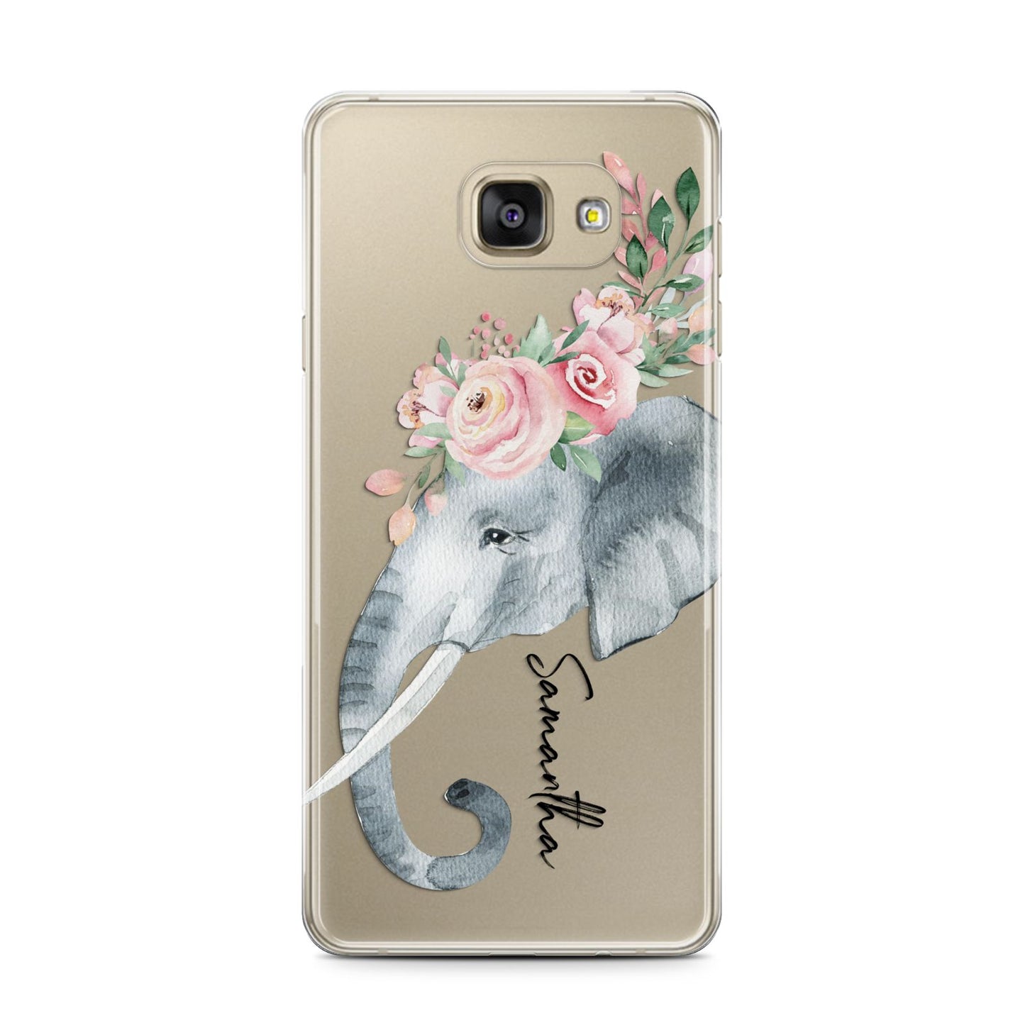 Personalised Elephant Samsung Galaxy A7 2016 Case on gold phone