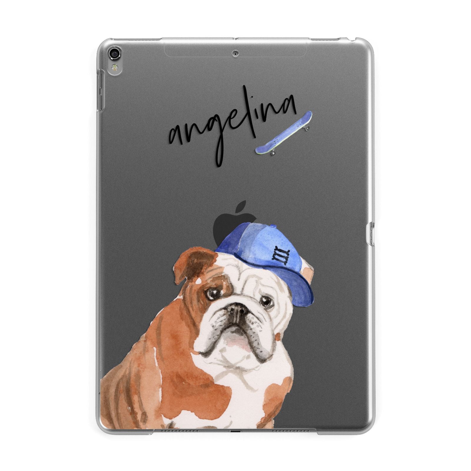 Personalised English Bulldog Apple iPad Grey Case