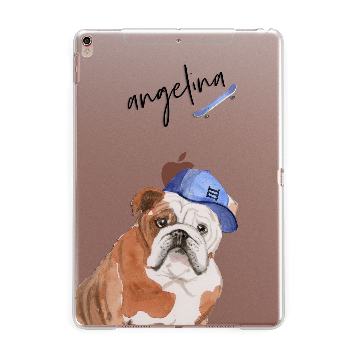 Personalised English Bulldog Apple iPad Rose Gold Case