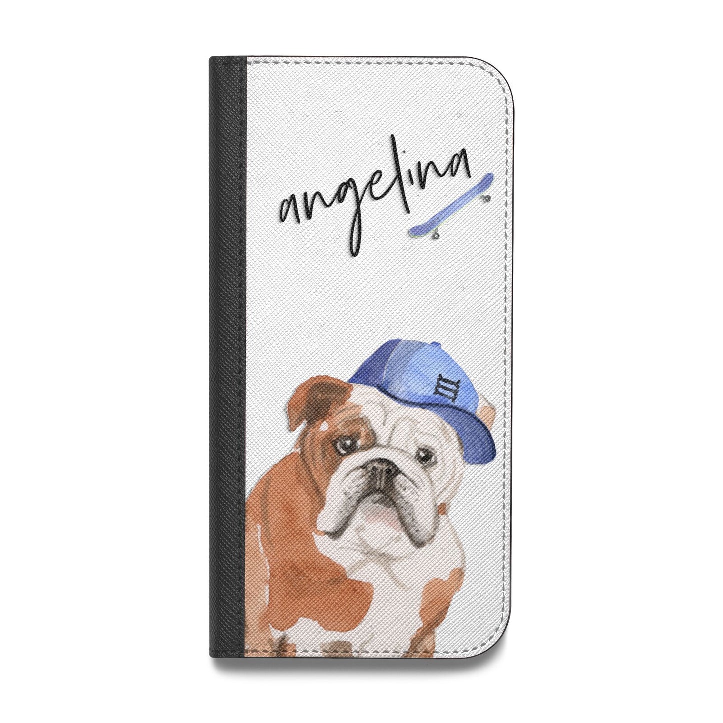 Personalised English Bulldog Vegan Leather Flip iPhone Case