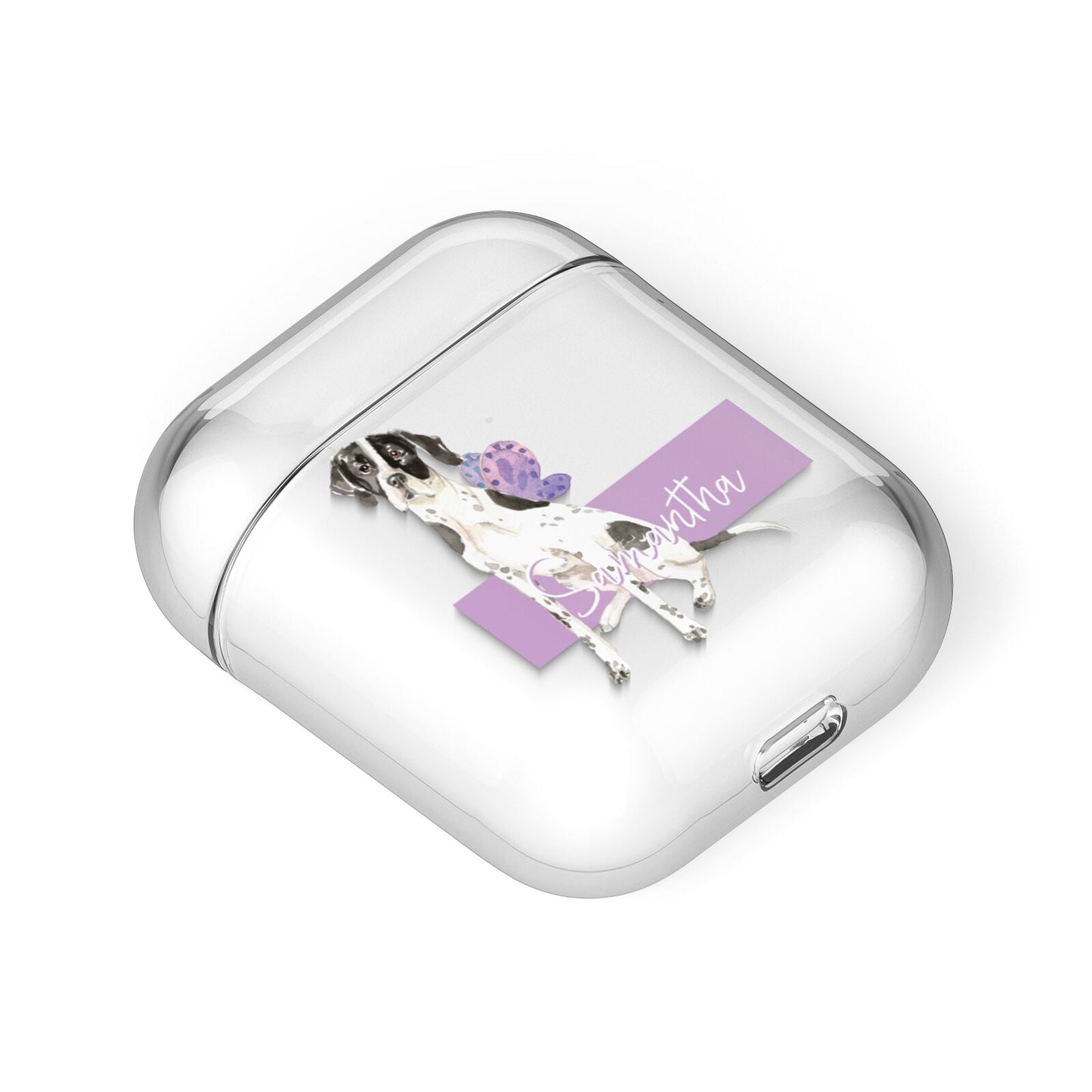 Personalised English Pointer AirPods Case Laid Flat