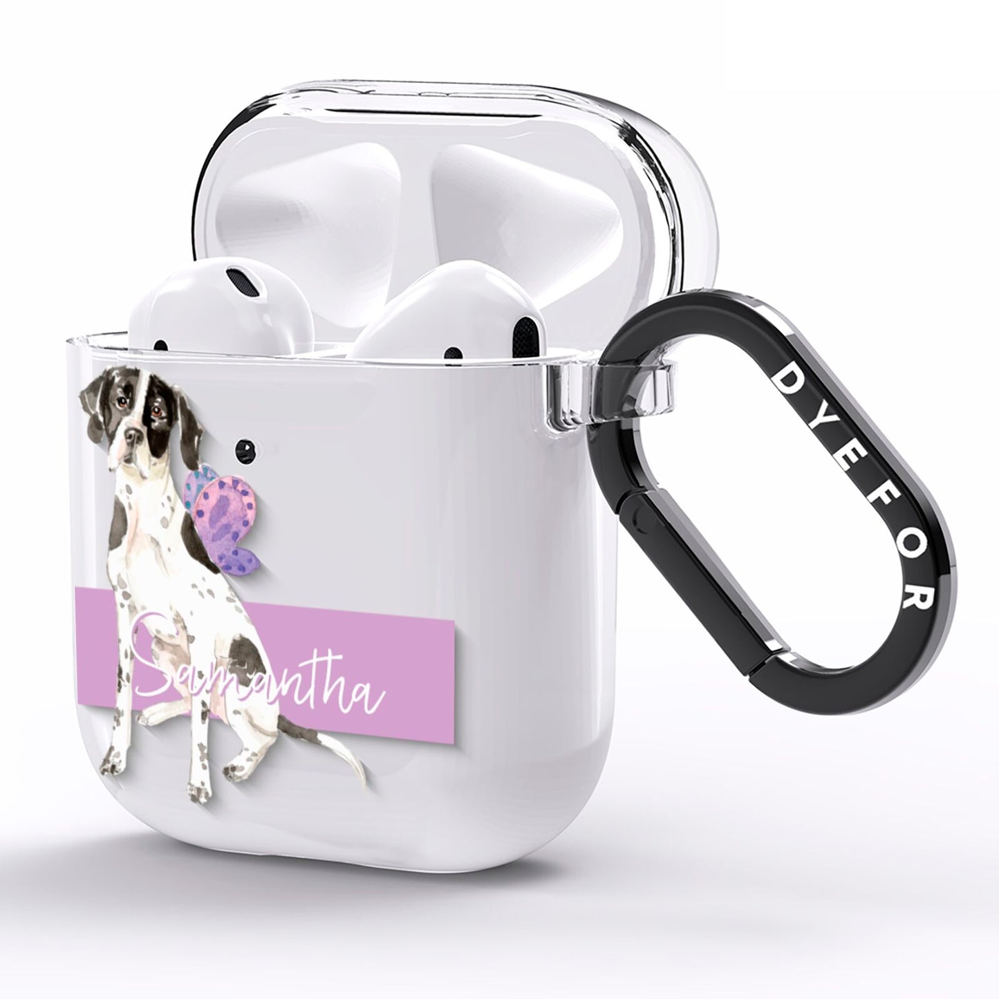 Personalised English Pointer AirPods Clear Case Side Image