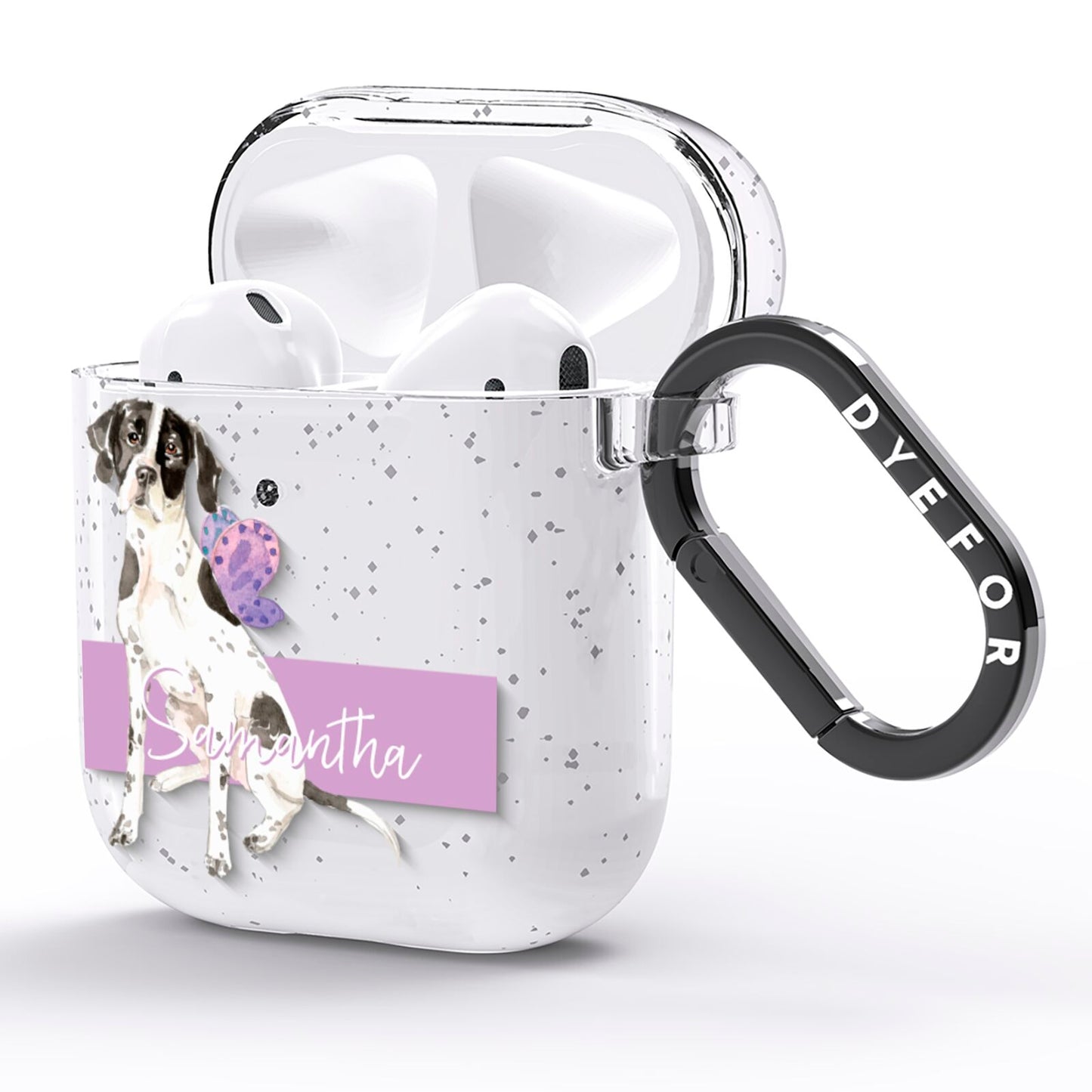 Personalised English Pointer AirPods Glitter Case Side Image