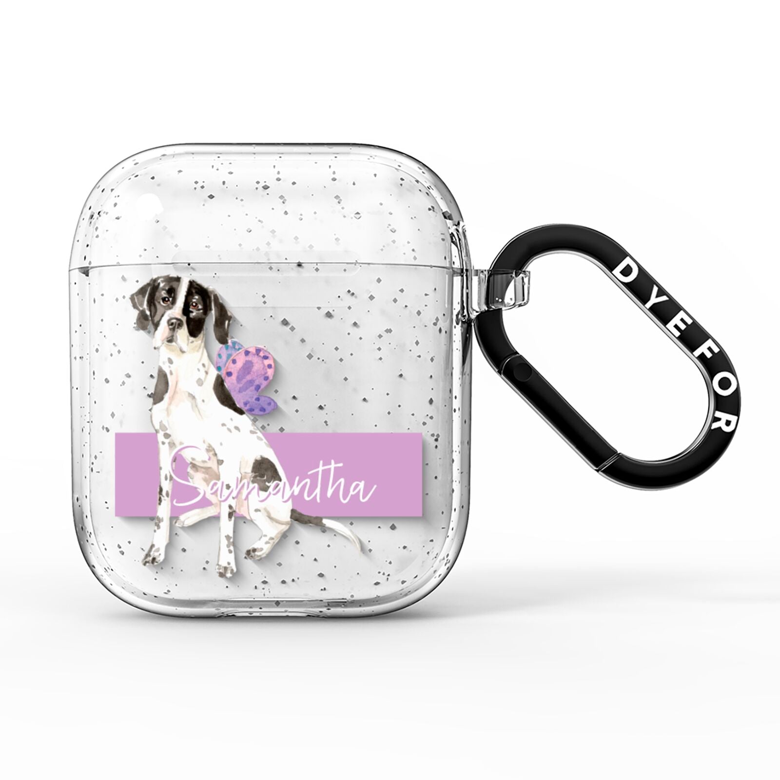 Personalised English Pointer AirPods Glitter Case