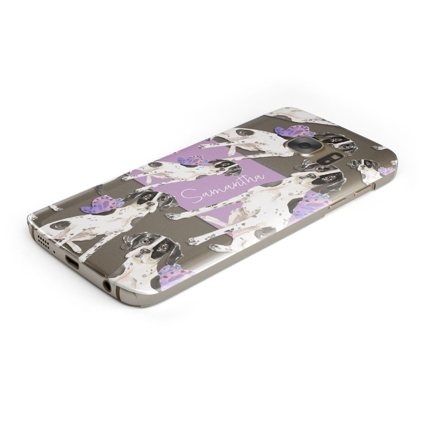 Personalised English Pointer Protective Samsung Galaxy Case Angled Image